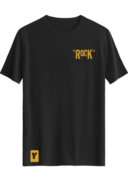 Gitar Baskılı Slim Fit Tişört Bisiklet Yaka T-Shirt Siyah