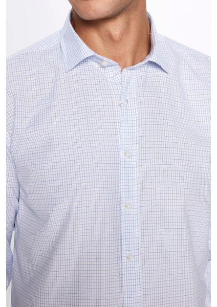 Erkek Modern Slim Fit Dar Kesim Uzun Kollu Pamuklu Çizgili 4 Mevsim Italyan Yaka Gömlek