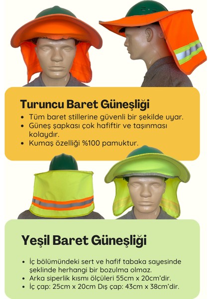 Baret Güneşliği - Tam Kenarlı Baş ve Boyun Korumalı Güneş Koruyuculuğu Siperlik Şapka - Turuncu %100 pamuk