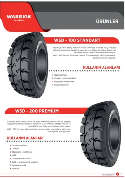 200/50-10 Warrior WSD Standart Segmanlı Dolgu Forklift Lastiği modelleri