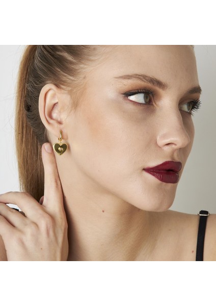 Tek Taşlı Kalp Küpeleri indirimleri