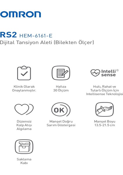 OMRON RS2 30 Ölçüm Hafızalı Bilekten Ölçer Tansiyon Aleti