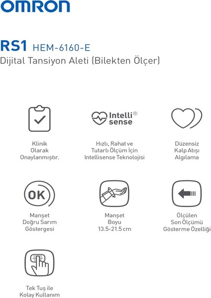 OMRON RS1 Kolay Taşınabilir Bilekten Ölçer Tansiyon Aleti