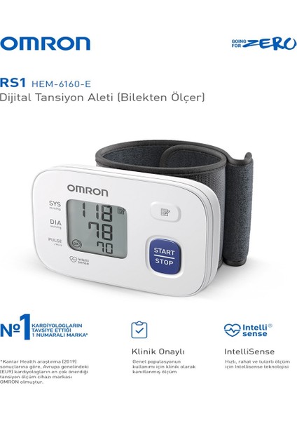 OMRON RS1 Kolay Taşınabilir Bilekten Ölçer Tansiyon Aleti