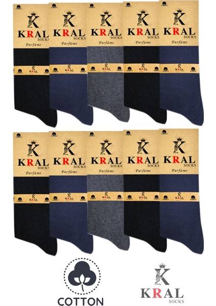 Kral Socks 10 Adet Yazlık Penye Erkek Orta Uzun Çorap Parfümlü