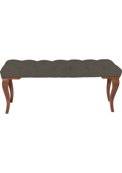 Gazzini Furniture Classic Torna Gürgen Ahşap Ayak Chester Model Kapitoneli Antrasit  Bench