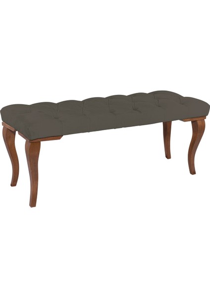 Gazzini Furniture Classic Torna Gürgen Ahşap Ayak Chester Model Kapitoneli Antrasit  Bench