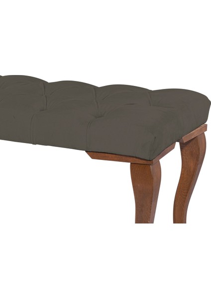 Gazzini Furniture Classic Torna Gürgen Ahşap Ayak Chester Model Kapitoneli Antrasit  Bench