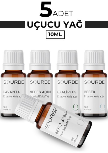 Beyaz Sabun, Lavanta, Okaliptus, Bebek Esansiyel Koku Yağı Buhurdanlık Yağı 5X10ML