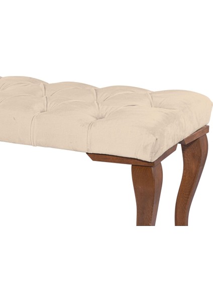 Gazzini Furniture Classic Lükens Gürgen Ayak Chester Model Kapitoneli Krem Bench