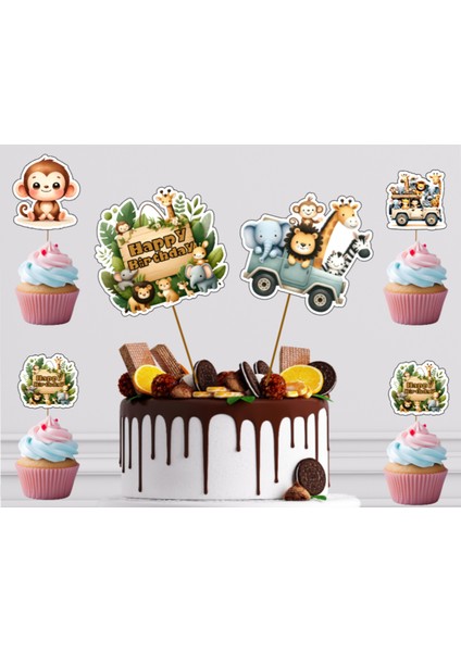 Safari Orman Hayvanları Konsept Pasta Kürdanı 12PARÇA Pasta Süsü ve Cupcake Pasta Kurabiye Süsle fiyatları