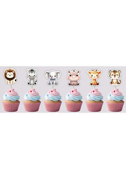 Safari Orman Hayvanları Konsept Pasta Kürdanı 12PARÇA Pasta Süsü ve Cupcake Pasta Kurabiye Süsle modelleri