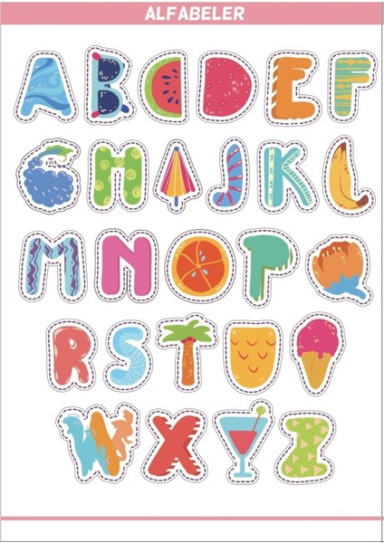 Eğitim Etiketleri Alfabeler Konsept Seti 135 Adet Opak Kağıt Sticker fiyatları