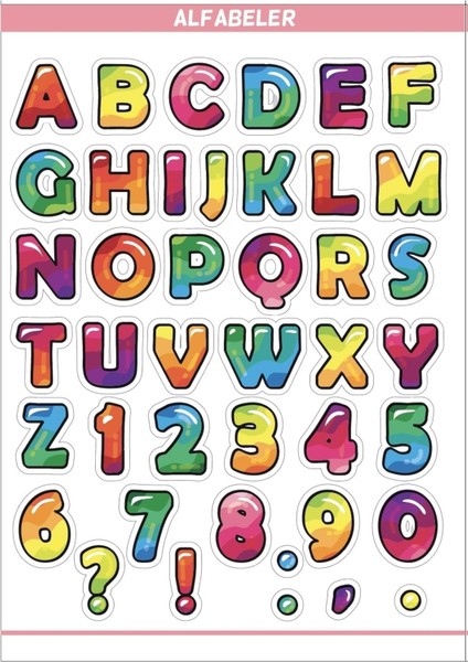 Eğitim Etiketleri Alfabeler Konsept Seti 135 Adet Opak Kağıt Sticker fırsatları
