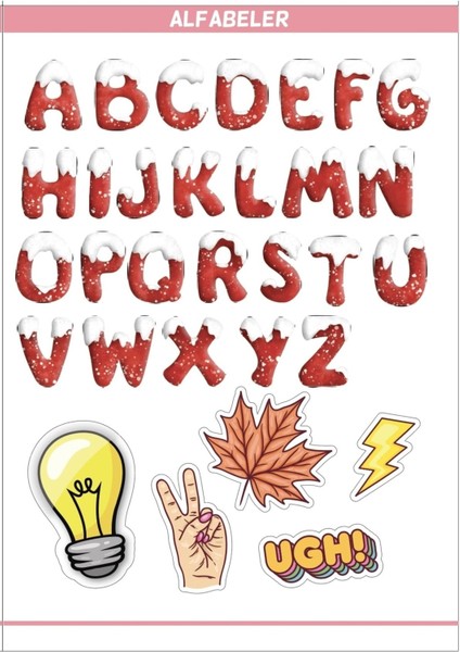 Eğitim Etiketleri Alfabeler Konsept Seti 135 Adet Opak Kağıt Sticker indirimleri