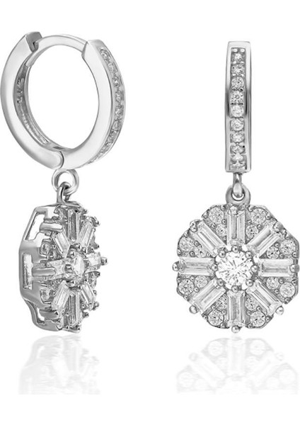 Baget Taşlı Çiçek Desenli Küpeler fiyatları