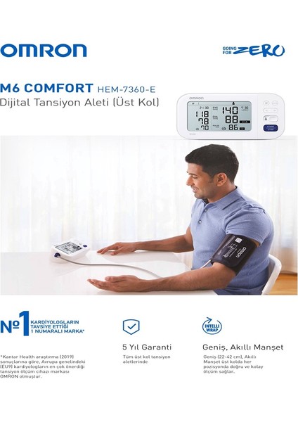 OMRON M6 Comfort HEM-7360-E Dijital Koldan Ölçer Tansiyon Aleti