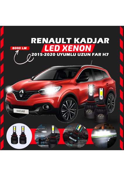 Renault Kadjar 2015-2020 Uzun Far Uyumlu Şimşek Etkili LED Xenon Light Series H7