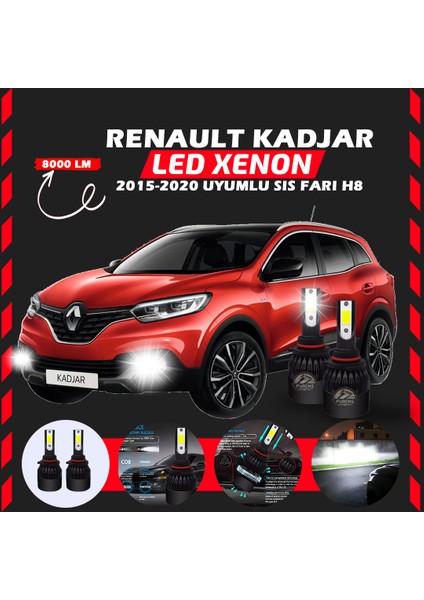 Renault Kadjar 2015-2020 Sis Farı Uyumlu Şimşek Etkili LED Xenon Light Series H8
