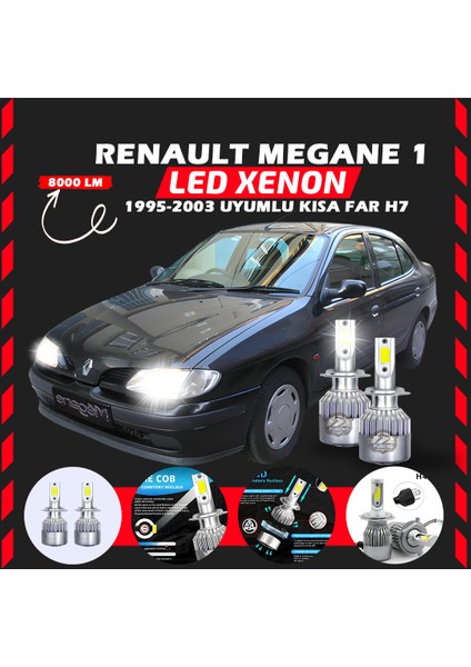 Renault Megane 1 1995-2003 Kısa Far Uyumlu Şimşek Etkili LED Xenon Performance Series H7