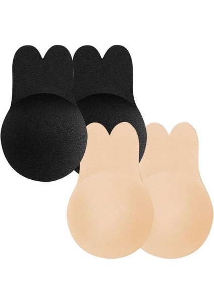 4'lü Yapışkan Sütyen Siyah ve Ten Rengi