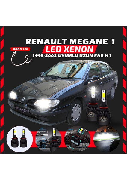 Renault Megane 1 1995-2003 Uzun Far Uyumlu Şimşek Etkili LED Xenon Light Series H1