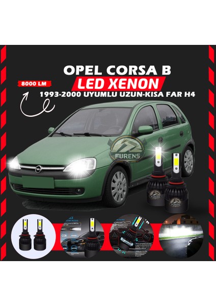 Opel Corsa B 1993-2000 Uzun - Kısa Uyumlu Şimşek Etkili LED Xenon Light Series H4
