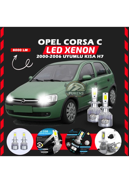 Opel Corsa C 2000-2006 Kısa Far Uyumlu Şimşek Etkili LED Xenon Performance Series H7