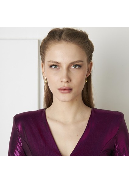 Yassı Kalp Taşlı Halka Küpeler fırsatları