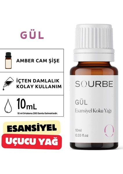 Gül Esansiyel Uçucu Koku Yağı Buhurdanlık Yağı Ortam Oda Kokusu Difüzör Esansı Hobi Esansı 10ML