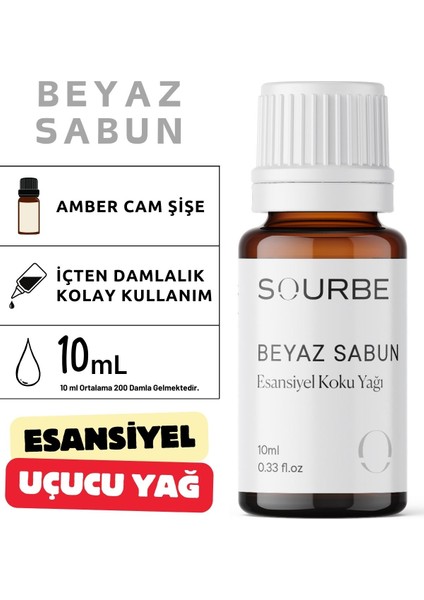 Beyaz Sabun Esansiyel Uçucu Yağı Buhurdanlık Yağı Difüzör Esansı Hobi Esansı Ortam Oda Kokusu 10ML