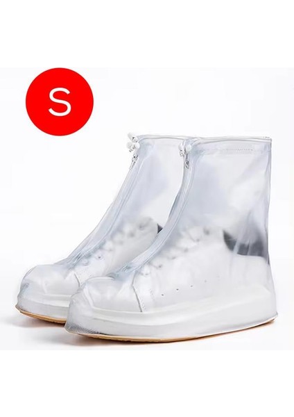 S Silikon Yağmur Koruyucu Ayakkabı Kılıfı Kaymaz Su Kir Geçirmez Beyaz S