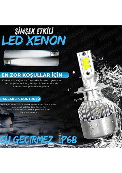 Opel Astra K 2015-2023 Uzun Far Uyumlu Şimşek Etkili LED Xenon Performance Series H1