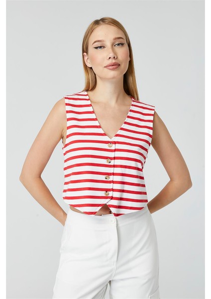 Çizgili Penye Yelek modelleri