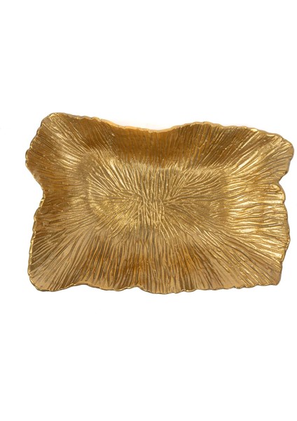 Gold Dalgalı Dekoratif Tabak 25X41X8CM