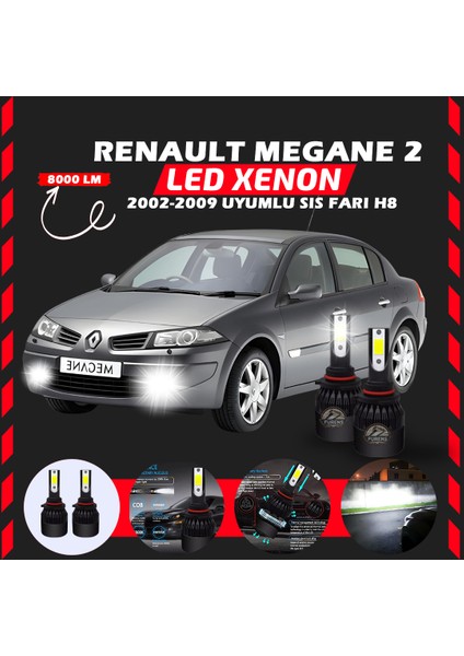 Renault Megane 2 2002-2009 Sis Farı Uyumlu Şimşek Etkili LED Xenon Light Series H8