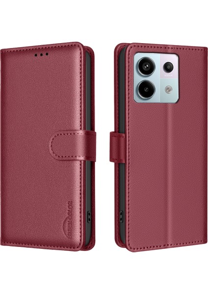 Xiaomi Redmi Note 13 Pro 4g Telefon Litchi Doku Rfıd Engelleme Deri Telefon Kapağı (Yurt Dışından)