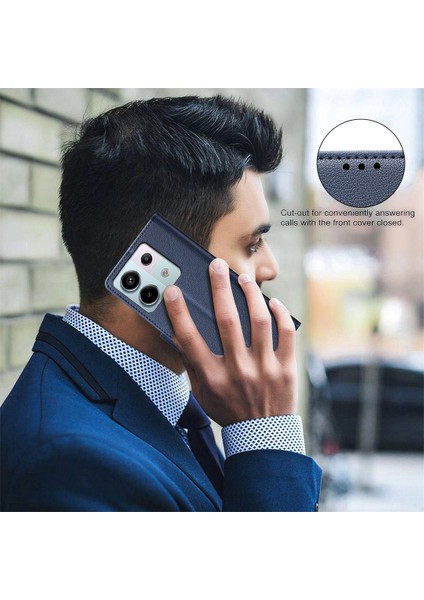 Xiaomi Redmi Note 13 Pro 5g / Poco X6 5g Rfıd Engelleme Deri Cep Telefonu Kapağı (Yurt Dışından)