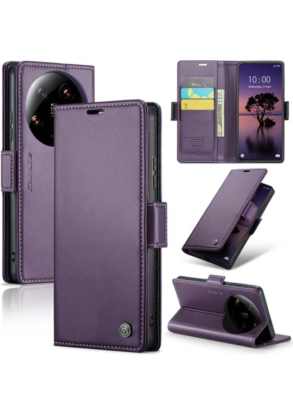 Xiaomi 14 Ultra Rfıd Engelleme Parlak Standlı Telefon Kapağı (Yurt Dışından)