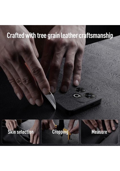 Xiaomi Redmi 13 4g Ahşap Doku Deri+Pc+Tpu Hibrit Telefon Kılıfı (Yurt Dışından)