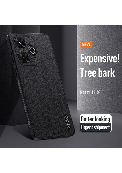 Xiaomi Redmi 13 4g Ahşap Doku Deri+Pc+Tpu Hibrit Telefon Kılıfı (Yurt Dışından)