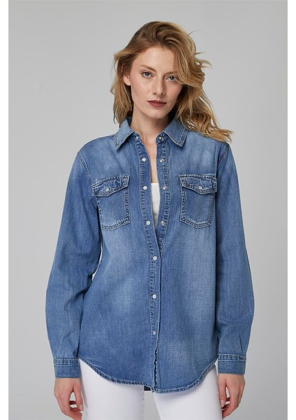 Jean Taşlamalı Gömlek
