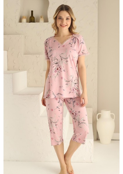 Pembe Bermuda Bayan Pijama Takımı 2704B