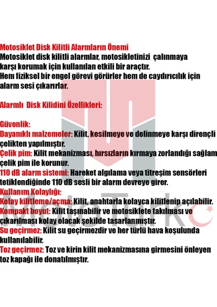 Disk Kilit Alarmlı Kırmızı