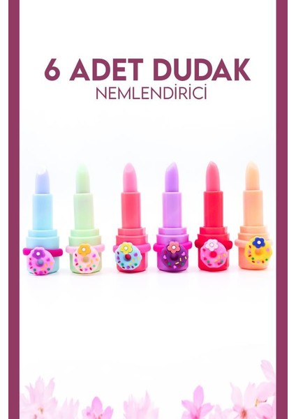 5'Li Donut Tokalı Renkli Dudak Nemlendirici