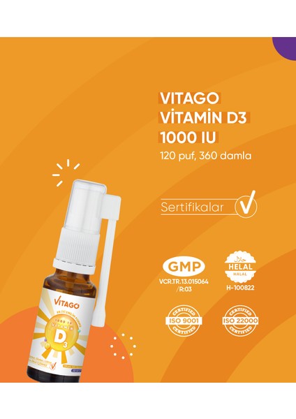 Daily Vitamin D3 1000 IU 20 ml Sprey ve Damla Takviye Edici Gıda fırsatları