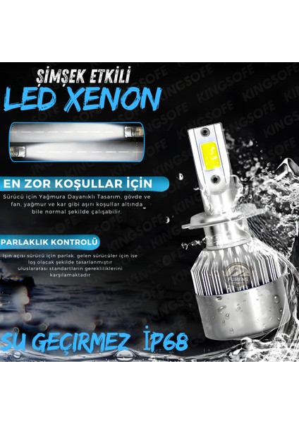 Opel Astra G 1998-2009 Uzun Far Uyumlu Şimşek Etkili LED Xenon Performance Series H9005 modelleri