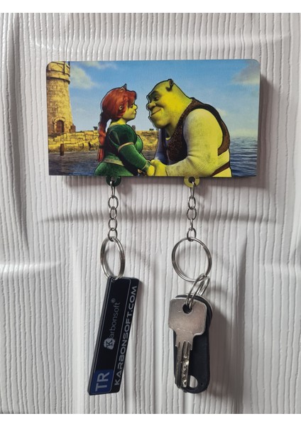 Karbon Soft Shrek ve Fiona Temalı Eğlenceli Anahtarlık ve Askılık