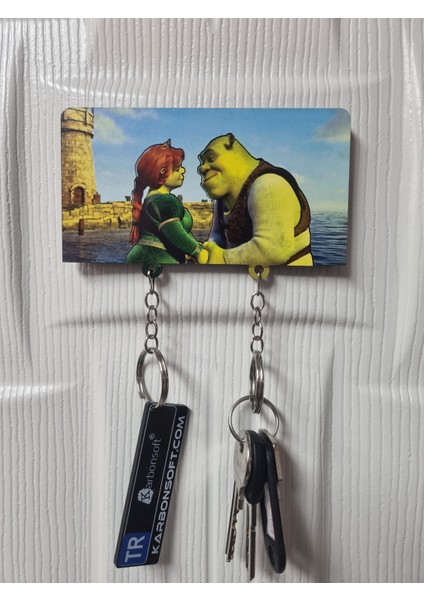 Karbon Soft Shrek ve Fiona Temalı Eğlenceli Anahtarlık ve Askılık