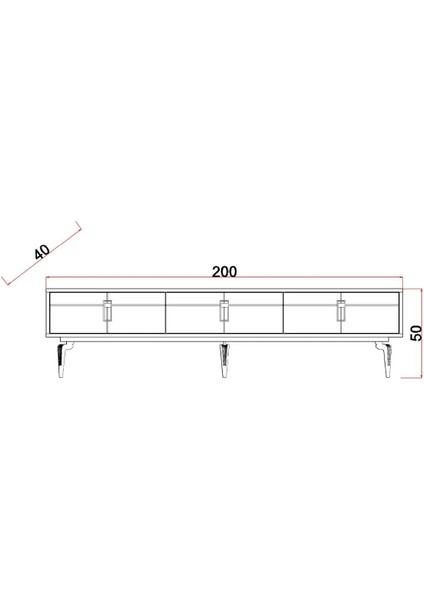 Aytaşı 200 Tv Sehpası Premium Tasarım Televizyon Sehpası 200 cm 3 Çekmeceli